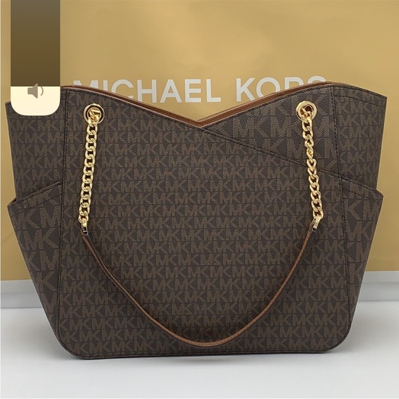 MICHAEL KORS LARGE X CHAIN LOGO
SHOULDER BAG BROWN SIGNATURE COLOR - Picture 5 of 16